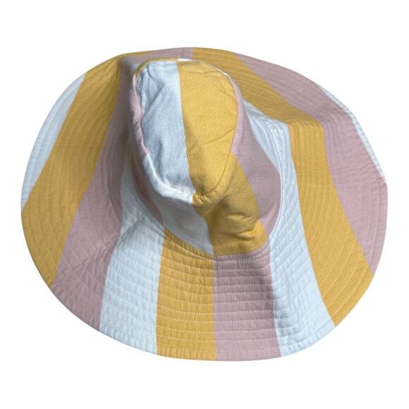 J. Crew Limited-Edition Pink Yellow Stripe Reversible Wide Brim Sun Hat Adult - Picture 3 of 6
